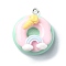Resin Pendants, with Iron Findings, Doughnut, Pale Turquoise, 28~29x24~25x15mm, Hole: 2mm
