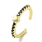 Rack Plating Brass Micro Pave Cubic Zirconia Cuff Rings, Long-Lasting Plated, Lead Free & Cadmium Free, Black, Adjustable