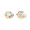 Brass Micro Pave Clear Cubic Zirconia Cabochons, Nickel Free, Flower, Real 18K Gold Plated, 9x6.5x3mm