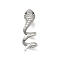 Brass Micro Pave Cubic Zirconia Pendants, Snake Charms, Platinum, 25x9x7.5mm, Hole: 1.5mm