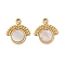 304 Stainless Steel Natural White Shell Pendants, Mushroom Charms, Ion Plating(IP), Real 18K Gold Plated, 17x15.5x2mm, Hole: 1.5mm