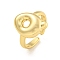 Brass Letter Open Cuff Rings for Women, Cadmium Free & Lead Free, Adjustable, Real 18K Gold Plated, Letter Q, 15~16.5x7~16.5mm