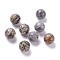 Natural Map Stone Beads, No Hole/Undrilled, for Wire Wrapped Pendant Making, Round, 20mm