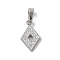 Ion Plating(IP) 304 Stainless Steel Micro Pave Cubic Zirconia Pendants, Polishing Charms, Rhombus, 13x8x1.8mm, Hole: 4mm