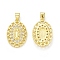 Rack Plating Eco-Friendly Brass Micro Pave Clear Cubic Zirconia Pendants, Cadmium Free & Lead Free, Long-Lasting Plated, Oval with Religion Virgin Mary & Heart Charm, Real 18K Gold Plated, 22x15x3mm, Hole: 4x3.5mm