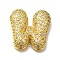 Brass with Cubic Zirconia Pendants, Cadmium Free & Nickel Free & Lead Free, Letter W, Letter W, 22.5x23x6.5mm, Hole: 4mm