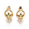 Brass Box Clasps, 1-Strand, 2-Hole, Nickel Free, Round, Real 18K Gold Plated, 16x8mm, Hole: 1.6mm