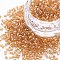 Glass Bugle Beads, Transparent Colours Luster, Sandy Brown, 2.5~3x2mm, Hole: 0.9mm, about 15000pcs/pound