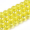 Electroplate Transparent Glass Beads Strands, AB Color Plated, Round, Yellow, 8~8.5mm, Hole: 1.5mm, about 51~53pcs/strand, 14.96 inch~15.55 inch(38~39.7cm)