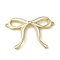 Brass Enamel Connector Charms, Cadmium Free & Lead Free, Bowknot Link, Real 18K Gold Plated, White, 21.5x32x3mm, Hole: 1mm