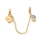 Brass Clear Cubic Zirconia European Safety Chains wtih Heart Charms, Cadmium Free & Nickel Free & Lead Free, for European Bracelet Making, Real 18K Gold Plated, 75mm, Hole: 3mm
