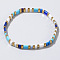 Bohemian Style Glass Seed Beaded Stretch Bracelets for Women Men, Rectangle, Light Sky Blue
