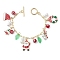 Christmas Theme Alloy Enamel Charm Bracelets for Women, with Brass Paperclip Chains and Evil Eye Lampwork Beads, Mixed Color, 7-1/8 inch(18.1cm)