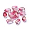 Transparent Glass Charms, Dyed & Heated, Teardrop, Cerise, 13.5x8x5.5mm, Hole: 1mm
