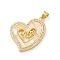 Mother's Day Brass Micro Pave Clear Cubic Zirconia Pendants, Cadmium Free & Lead Free, Real 16K Gold Plated, with Shell, Heart, 26x24.5x2.5mm, Hole: 4x3.5mm