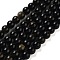 Natural Golden Sheen Obsidian Beads Strands, Round, 6mm, Hole: 1mm, about 60pcs/strand, 15 inch
