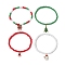 4Pcs 4 Styles Christmas Round Glass Seed Beaded Stretch Bracelet Sets, Santa Claus & Christmas Tree Alloy Charm Stackable Bracelets for Women Men, Mixed Color, Inner Diameter: 2-1/8 inch(5.5cm), 1pc/style