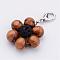 Wood Bead Pendants, Flower, with Natural Lava Rock Beads, Alloy Lobster Clasps, Platinum, 38mm, Hole: 4mm