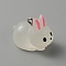 Luminous Translucent Resin Pendants, Rabbit Charm, Glow in Dark, with Platinum Plated 304 Stainless Steel Loops, White, 19x24.5x16mm, Hole: 2mm