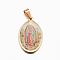 Ion Plating(IP) 304 Stainless Steel Lady of Guadalupe Pendants, Flat Oval, with Virgin Mary, Golden, 27x17x3mm, Hole: 6x4mm