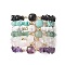 7Pcs 7 Style Natural & Synthetic Mixed Gemstone Square & Chips Beaded Stretch Bracelets Set for Women, Inner Diameter: 2-1/2 inch(6.4cm), 1Pc/style