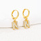Brass Micro Pave Clear Cubic Zirconia Hoop Earrings, Golden, Letter N, 25x8mm