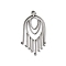 201 Stainless Steel Filigree Pendants, Oval with Tassel Charms, Stainless Steel Color, 25x12x1mm, Hole: 1.4mm
