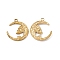 Ion Plating(IP) 304 Stainless Steel Pendants, Moon with Skull Charm, Real 18K Gold Plated, 28x24.5x2.5mm, Hole: 3mm