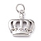 Non-Tarnish 304 Stainless Steel Pendants, with Jump Ring, Crown, Stainless Steel Color, 19.5x18x4mm, Hole: 5mm
