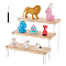 3-Tier Acrylic Model Toy Display Riser, Assembled Holder, with Iron Screws and Wood Pedestal, Wheat, Wood Pedestal: 20x7.2x0.7cm, Hole: 3.6mm, about 30pcs/set