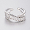 Brass Micro Pave Cubic Zirconia Finger Rings, Cuff Rings, Open Rings, Size 7, Platinum, 17mm