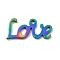 Ion Plating(IP) 201 Stainless Steel Pendants, Word Love, Rainbow Color, 7.5x16x1mm, Hole: 1.2mm