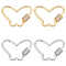 4Pcs 2 Colors Butterfly Brass Micro Pave Clear Cubic Zirconia Screw Carabiner Lock Charms, for Necklaces Making, Platinum & Golden, 21.5x29.5x1.5~5mm, 2pcs/color
