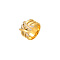 Golden Stainless Steel Rhinestone Wide Band Rings, Crystal, US Size 8(18.1mm)