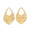 Ion Plating(IP) 304 Stainless Steel Pendants, Textured Teardrop Charm, Real 18K Gold Plated, 30x18x2.4mm, Hole: 12.8x8mm