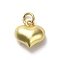 925 Sterling Silver Pendants, Puffed Heart Charms with Jump Rings, Golden, 10x10x5mm, Hole: 3mm