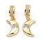 Brass Cubic Zirconia Pendants, Moon, Golden, 21mm, Hole: 3mm