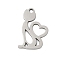 201 Stainless Steel Pendants, Cat Charms, Stainless Steel Color, 17x10.5x1mm, Hole: 1.4mm