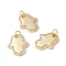 Brass Micro Pave Clear Cubic Zirconia Pendants, with Jump Ring, Cadmium Free & Lead Free, Hamsa Hand/Hand of Miriam, Real 18K Gold Plated, 20x16.5x2mm, Hole: 4.2mm
