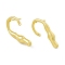 Brass Stud Earrings, with Horizontal Loops, Twist Candy Cane, Matte Gold Color, 27x13.5mm, Hole: 1.4mm, Pin: 0.9mm