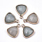Natural Flower Amazonite Charms, with Light Gold Plated Brass Edge and Loop, Triangle, Faceted, 14x11x4mm, Hole: 1.5mm