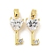 Brass Micro Pave Clear Cubic Zirconia Pendants, Cadmium Free & Nickel Free & Lead Free, Heart Key Charms, Real 18K Gold Plated, 15.5x7x3.5mm, Hole: 3x4.5mm