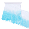 2M Two Tone Polyester Tassel Ribbon, Fringe Ribbon, Clothing Ornament, Deep Sky Blue, 7-7/8 inch(200mm)
