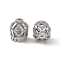 Brass Micro Pave Clear Cubic Zirconia Beads, Cadmium Free & Nickel Free & Lead Free, Crown, Platinum, 11x10mm, Hole: 1.5mm