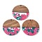Resin and Walnut Pendants, Flat Round, Deep Pink, 38x2.5mm, Hole: 2mm