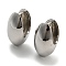 Egg Hoop Earrings, Brass Jewelry for Women, Cadmium Free & Lead Free, Platinum, 20.5x12mm