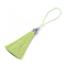Nylon Tassel Big Pendant Decorations, with Enamel and Alloy Findings, Platinum, Green Yellow, 80~84x10.5~11mm