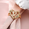Heart with Flower Hollow Out Brass Finger Rings, Golden, Letter V, Inner Diameter: 17mm
