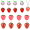 6Pcs 5 Styles Transparent Resin Fruit Pendants, Strawberry & Peach Charms, Mixed Color, 17.5~22.5x15~16.5x14~16.5mm, Hole: 1.8~2.5mm