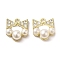 Alloy with Rhinestone Pendants, with ABS Imitation Pearl, Bowknot Charms, Golden, 18x16x8mm, Hole: 2mm